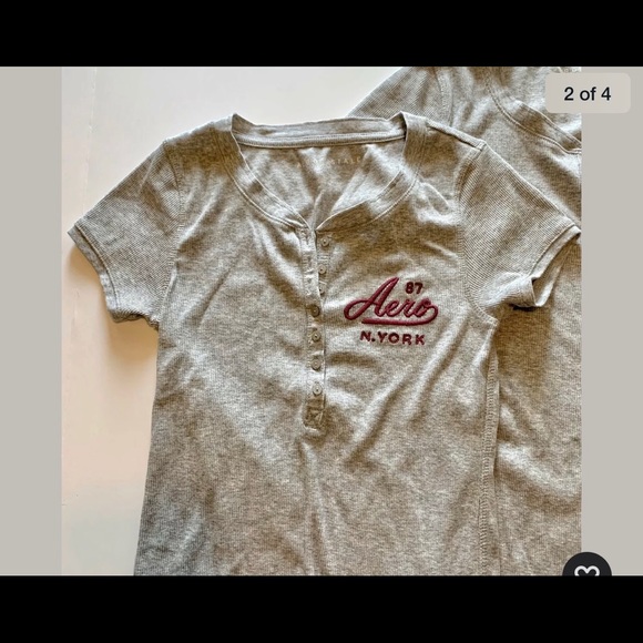 2 Aeropostale Button Front Thermal T Shirts NWOT - Picture 2 of 4